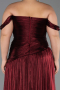 Robe De Soirée Grande Taille Longue Mousseline Rouge Bordeaux ABU6685