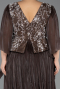 Robe De Soirée Grande Taille Longue Mousseline Brun ABU6619