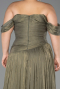 Robe de Soirée Grande Taille Longue Mousseline Kaki ABU6603