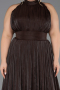 Robe De Soirée Grande Taille Longue Mousseline Brun ABU6699