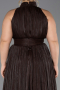 Robe De Soirée Grande Taille Longue Mousseline Brun ABU6699