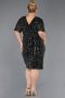Robe De Invitation Grande Taille Midi Noir ABK2704