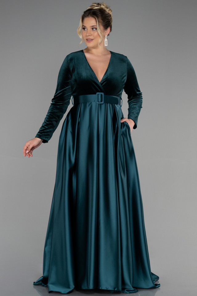 Robe de Soir e Grande Taille Longue Velours Longue meraude