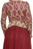 Bordo Uzun Kollu Abiye Elbise E5002