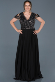 Robe de Soirée Grande Taille Longue Noir-Argent ABU828