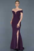 Robe de Soirée Longue Violet Foncé ABU870