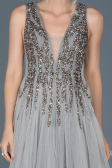 Robe de Soirée Longue Pierreux Gris ABU878