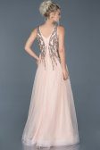 Robe de Soirée Longue Pierreux Poudre ABU878
