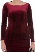 Kısa Bordo Kadife Abiye Elbise T2312