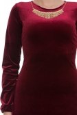 Bordo Kadife Uzun Abiye Elbise T2293