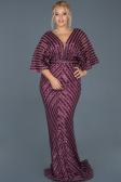 Robe de Soirée Grande Taille Longue Prune ABU900