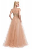 Uzun Gold Abiye Elbise F2375