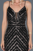 Robe Queue de Poisson Longue Noir-Argent ABU892