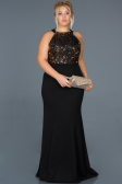 Robe Grande Taille Longue Noir-Or ABU743