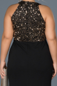 Robe Grande Taille Longue Noir-Or ABU743