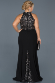 Robe Grande Taille Longue Noir-Argent ABU743