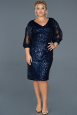 Robe de Soirée Grande Taille Courte Bleu Marine ABK631