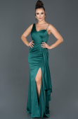 Robe de Soirée Longue Satin Émeraude ABU977