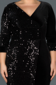 Robe de Soirée Grande Taille Courte Noir ABK653