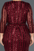 Robe de Soirée en Velours Longue Rouge Bordeaux ABU1043