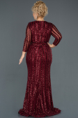Robe de Soirée en Velours Longue Rouge Bordeaux ABU1043