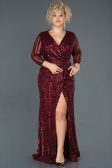 Robe de Soirée en Velours Longue Rouge Bordeaux ABU1043