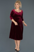 Robe de Soirée Grande Taille Midi Rouge Bordeaux ABK684
