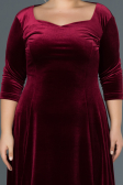Robe de Soirée Grande Taille Midi Rouge Bordeaux ABK684