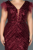 Robe de Soirée Longue Rouge Bordeaux ABU1044