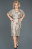 Robe de Soirée Grande Taille Courte Or ABK686