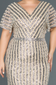 Robe de Soirée Grande Taille Courte Or ABK686
