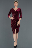 Robe de Cérémonie Courte Rouge Bordeaux ABK704