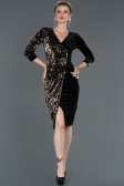 Robe de Cérémonie Courte Noir-Or ABK704
