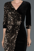 Robe de Cérémonie Courte Noir-Or ABK704