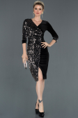 Robe de Cérémonie Courte Noir-Argent ABK704