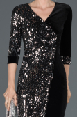 Robe de Cérémonie Courte Noir-Argent ABK704