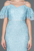 Robe de Soirée Longue Lacé Bleu clair ABU1156
