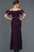 Robe de Soirée Longue Lacé Violet Foncé ABU1156