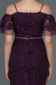 Robe de Soirée Longue Lacé Violet Foncé ABU1156