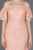 Robe de Soirée Longue Lacé Poudre ABU1156