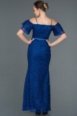 Robe de Soirée Longue Lacé Bleu Saxe ABU1156