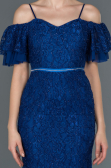 Robe de Soirée Longue Lacé Bleu Saxe ABU1156