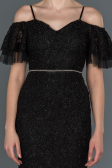 Robe de Soirée Longue Lacé Noir ABU1156