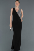 Robe de Soirée Longue Noir-Argent ABU1190