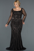 Robe de Soirée Grande Taille Longue Noir ABU1225