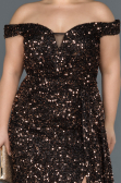 Robe de Soirée Grande Taille Longue Noir-Or ABU1126