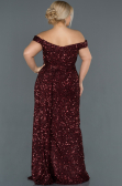 Robe de Soirée Grande Taille Longue Rouge Bordeaux ABU1126