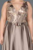 Robe de Soirée Grande Taille Longue Satin Vison ABU1149