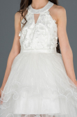 Robe de Soirée Enfants Devant Court Dos Long Crème ABO058