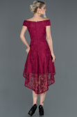 Robe de Soirée Lacé Devant Court Dos Long Prune ABO018